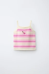 TOP EN MAILLE RAYURES HIBISCUS