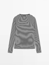 Striped long sleeve T-shirt with contrast detail