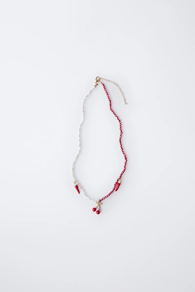PEPPER AND CHERRY BEADED PENDANT
