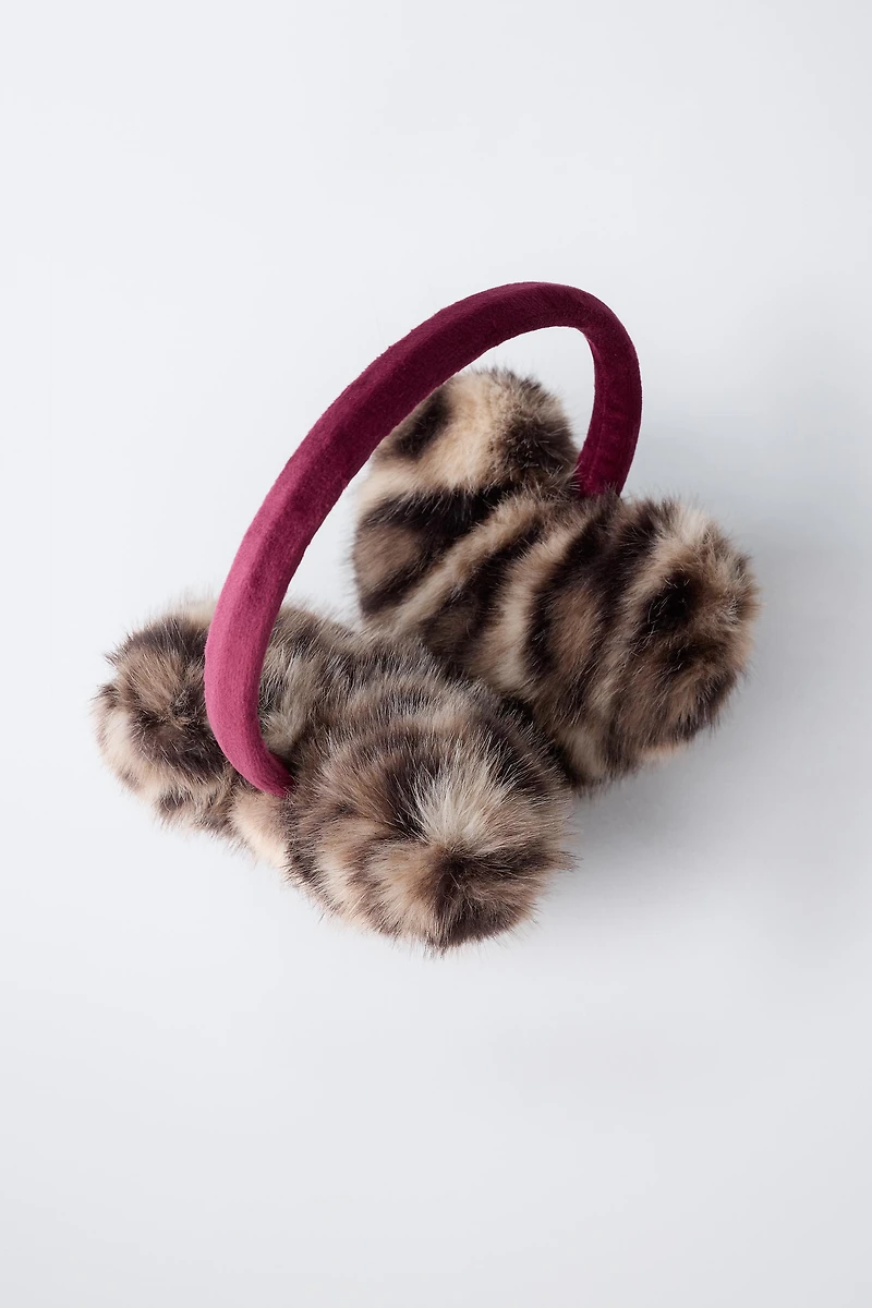 ANIMAL PRINT FAUX FUR EARMUFFS