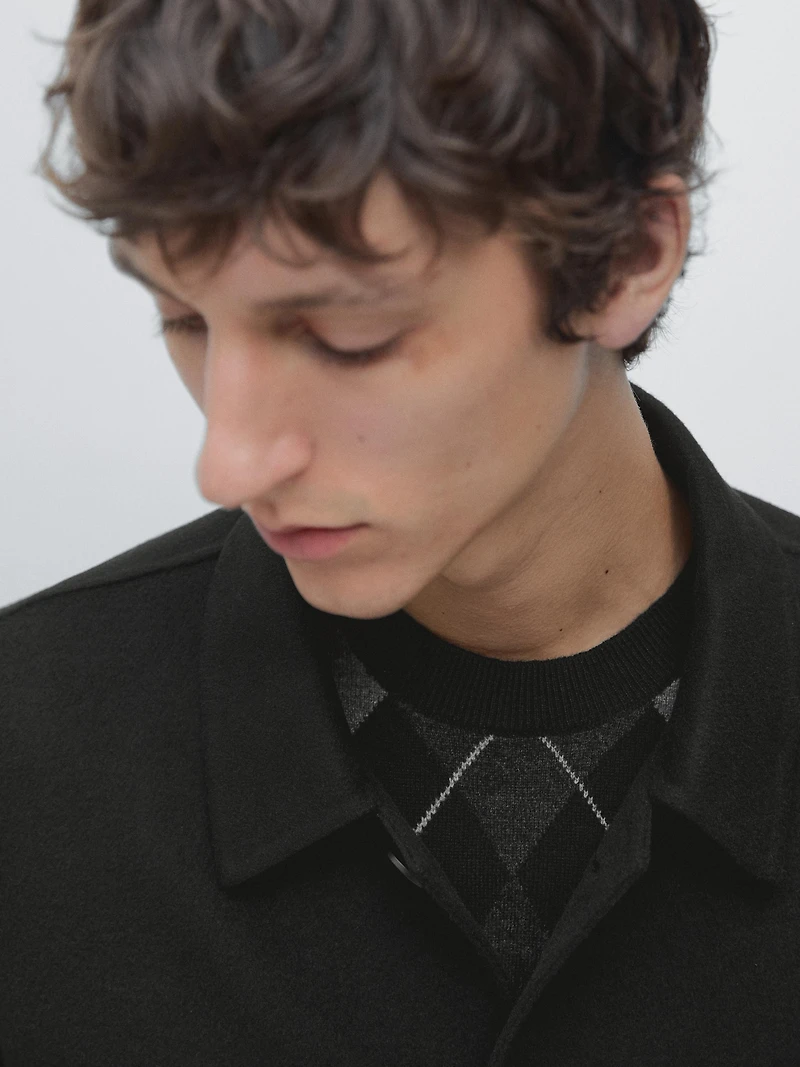 Short wool blend overshirt