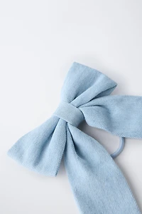 DENIM BOW BOBBY PIN HAIR TIE