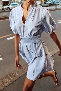 EMBROIDERED PRINTED DRESS