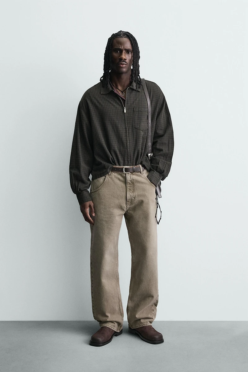 CHEMISE À CARREAUX EN COTON ET LIN