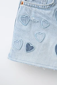 HEART PATCH DENIM SHORTS
