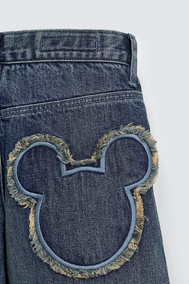 MICKEY SILHOUETTE PATCH WIDE-LEG JEANS HARRY LAMBERT FOR ZARA X DISNEY