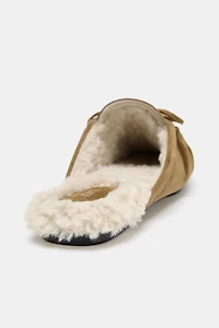 SPLIT SUEDE OPEN BACK LOAFERS