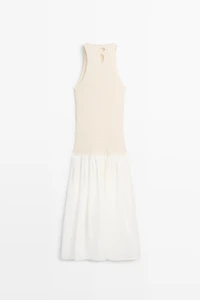Combined halter midi dress