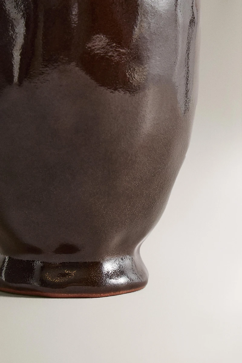 BROWN CERAMIC TOOTHBRUSH HOLDER