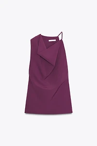 ASYMMETRIC CREPE BUCKLE TOP