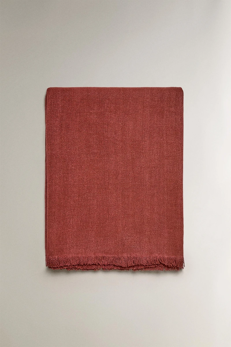 FRINGED LINEN BLANKET