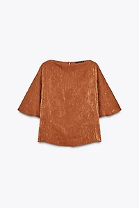 WRINKLED EFFECT SATIN TOP