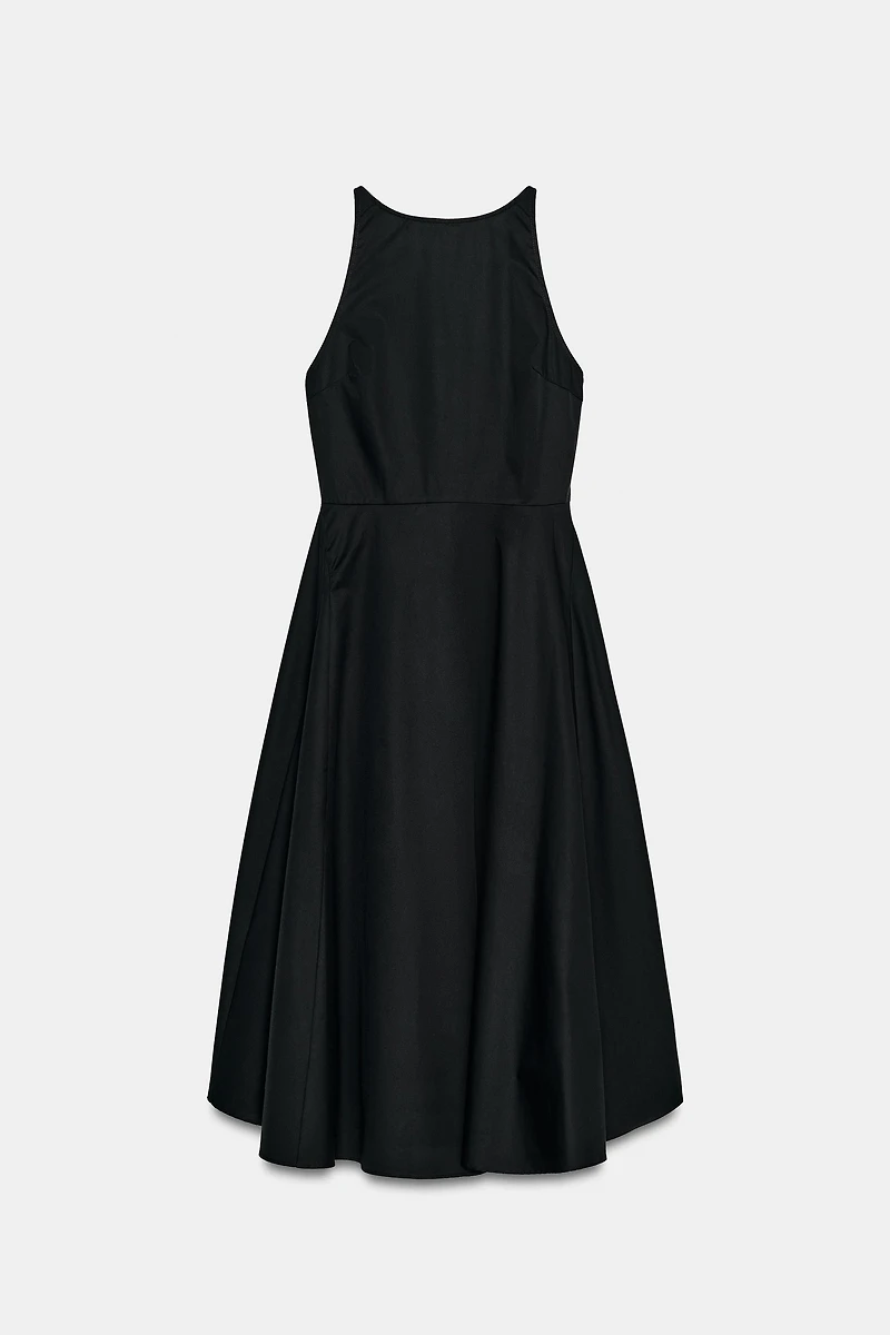 VOLUMINOUS GABARDINE MIDI DRESS