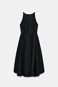 VOLUMINOUS GABARDINE MIDI DRESS