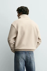 COMBINATION FAUX SHEARLING SWEATSHIRT
