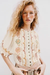 BLOUSE À FRANGES BRODÉES