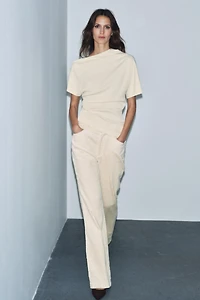 ASYMMETRIC DRAPED BLOUSE ZW COLLECTION LIMITED EDITION