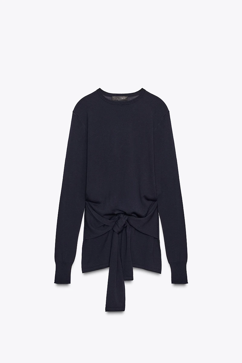 PULL EN MAILLE UNIE NŒUD