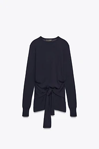 PULL EN MAILLE UNIE NŒUD