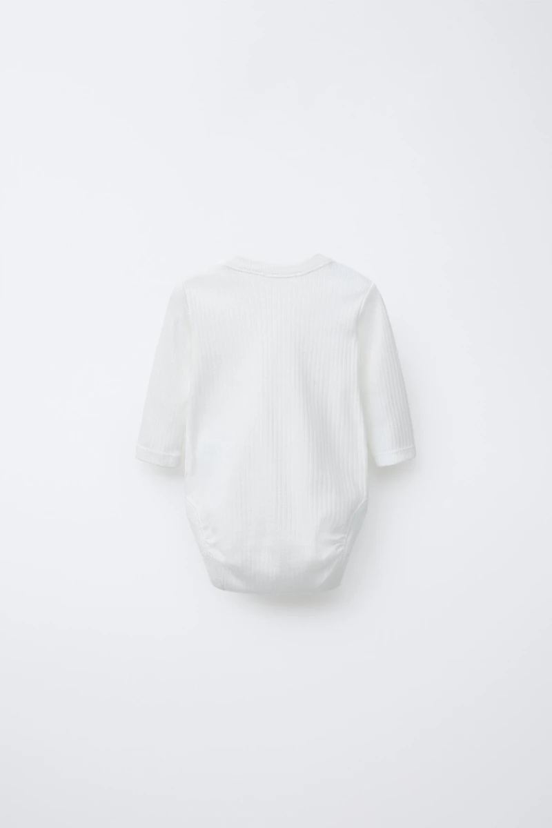 0-6 MONTHS/ THREE-PACK OF LONG-SLEEVE BODYSUITS WITH KIMONO COLLAR