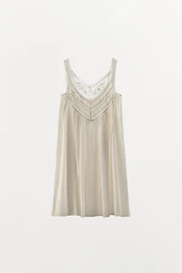 FLORAL EMBROIDERED PLEATED DRESS