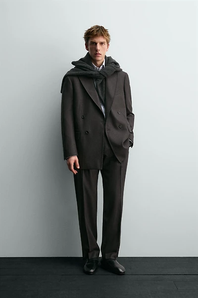 DOUBLE BREASTED WOOL SUIT BLAZER AARON LEVINE X ZARA