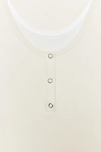 LAYERED-EFFECT HENLEY T-SHIRT