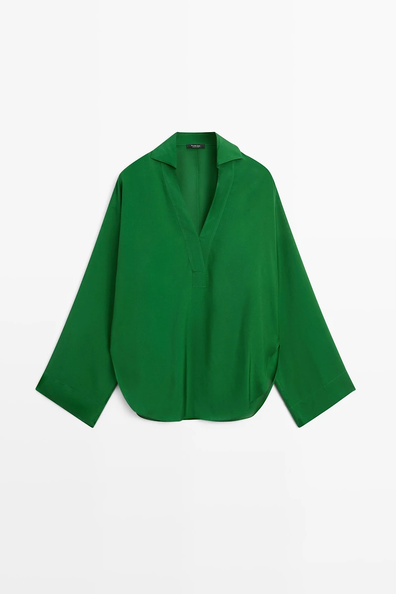 Long sleeve flowing polo shirt