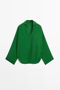 Long sleeve flowing polo shirt