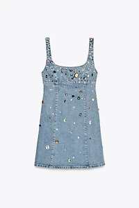 TRF JEWEL DENIM DRESS