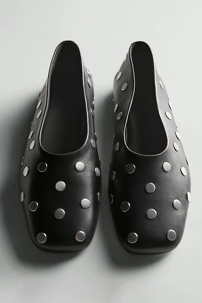 Studded ballet flats with square vamp