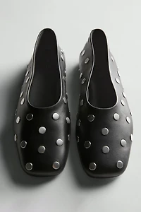 Studded ballet flats with square vamp