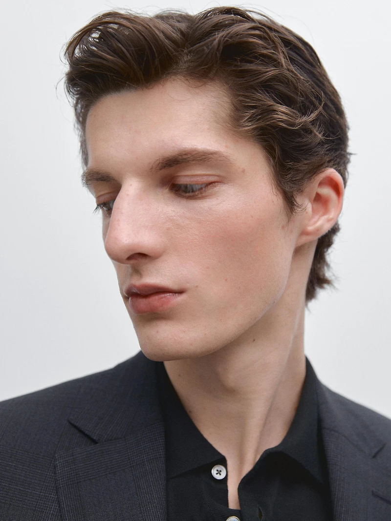 Cool wool blend check suit blazer