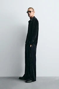 PLEATED VELVET OVERSHIRT
