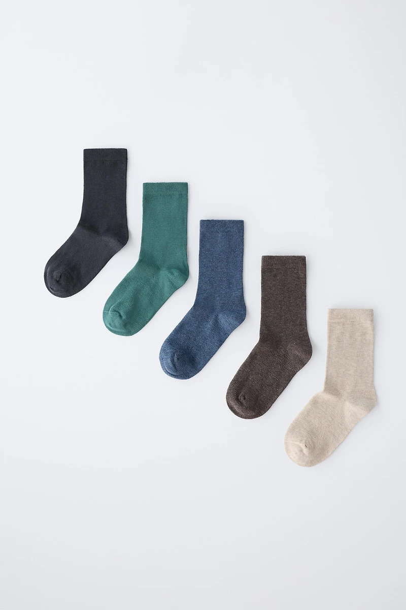 FIVE-PACK OF LONG PLAIN SOCKS