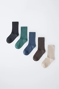 FIVE-PACK OF LONG PLAIN SOCKS