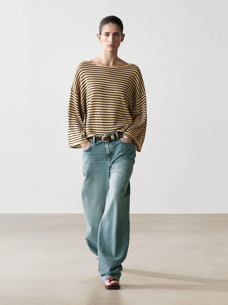 100% cotton striped knit sweater