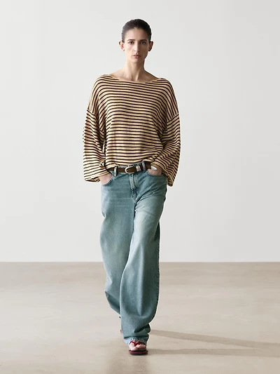 100% cotton striped knit sweater