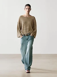 100% cotton striped knit sweater