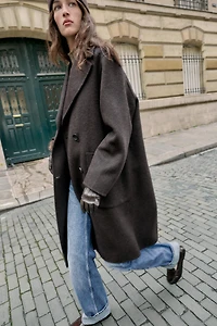LONG DOUBLE-BREASTED WOOL COAT