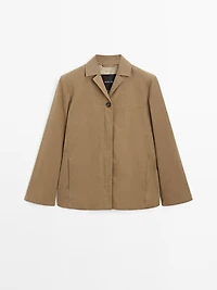 Cotton blend blazer with button detail