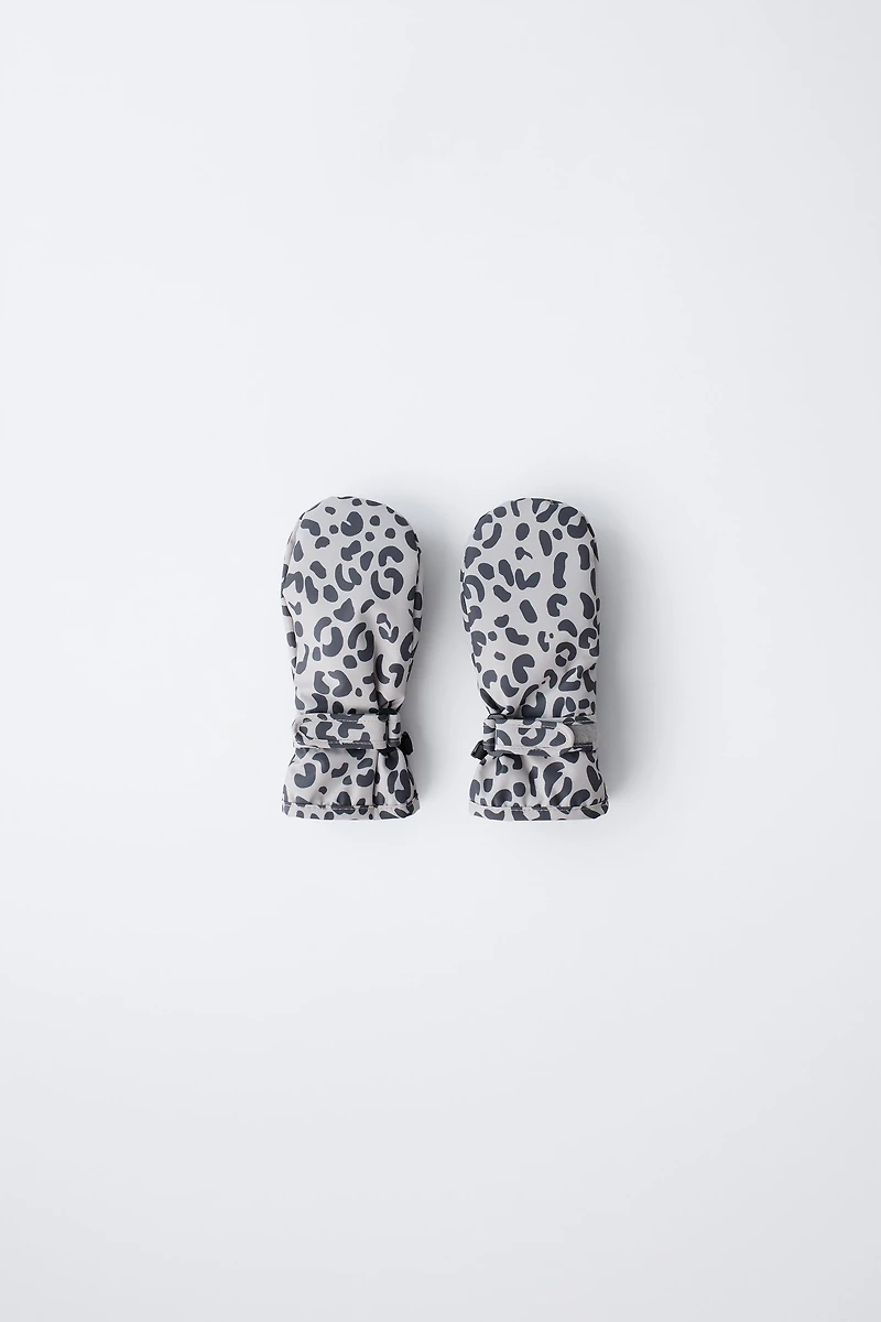 NYLON ANIMAL PRINT WINDPROOF MITTENS
