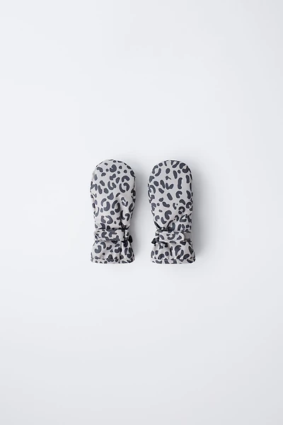 NYLON ANIMAL PRINT WINDPROOF MITTENS