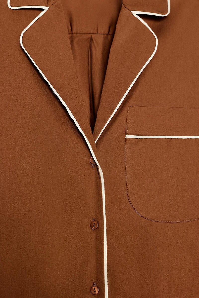 CONTRASTING POPLIN PAJAMA SHIRT