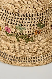 EMBROIDERED FLORAL BUCKET HAT
