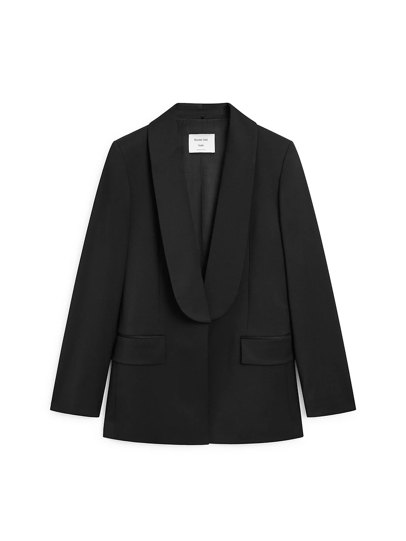 Wool blend blazer with lapel detail - STUDIO