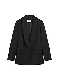 Wool blend blazer with lapel detail - STUDIO