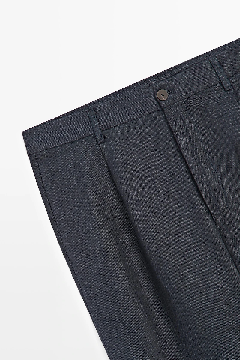 100% linen total look melange trousers