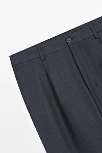 100% linen total look melange trousers
