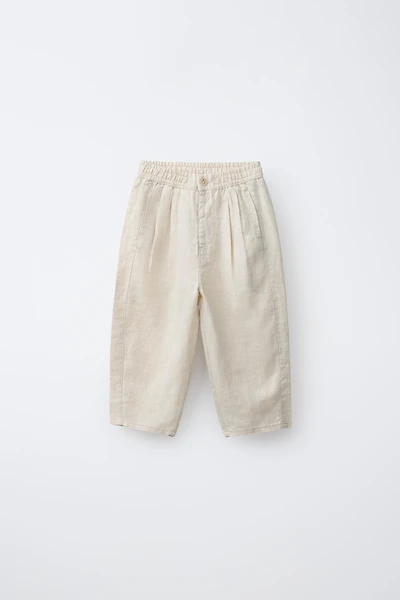 100% LINEN PLEATED PANTS